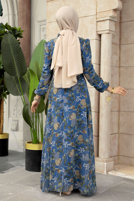  İndigo Blue Long Sleeve Dress 279327IM